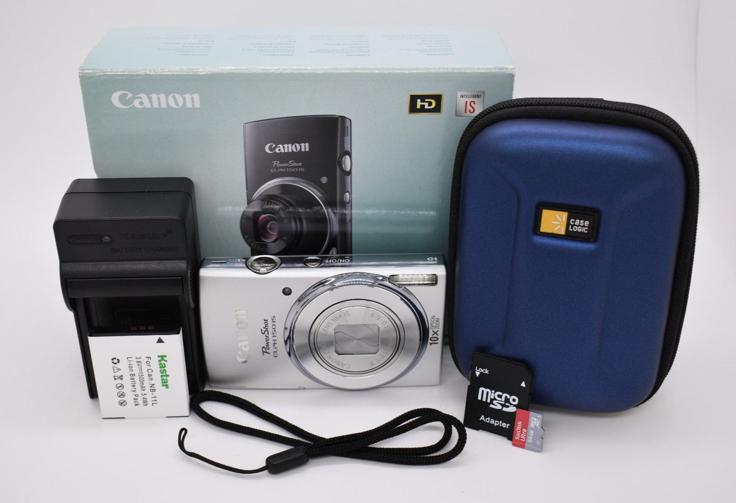 Canon PowerShot ELPH 150 IS Digital Camera Silver 10x Zoom Complete - Tested β